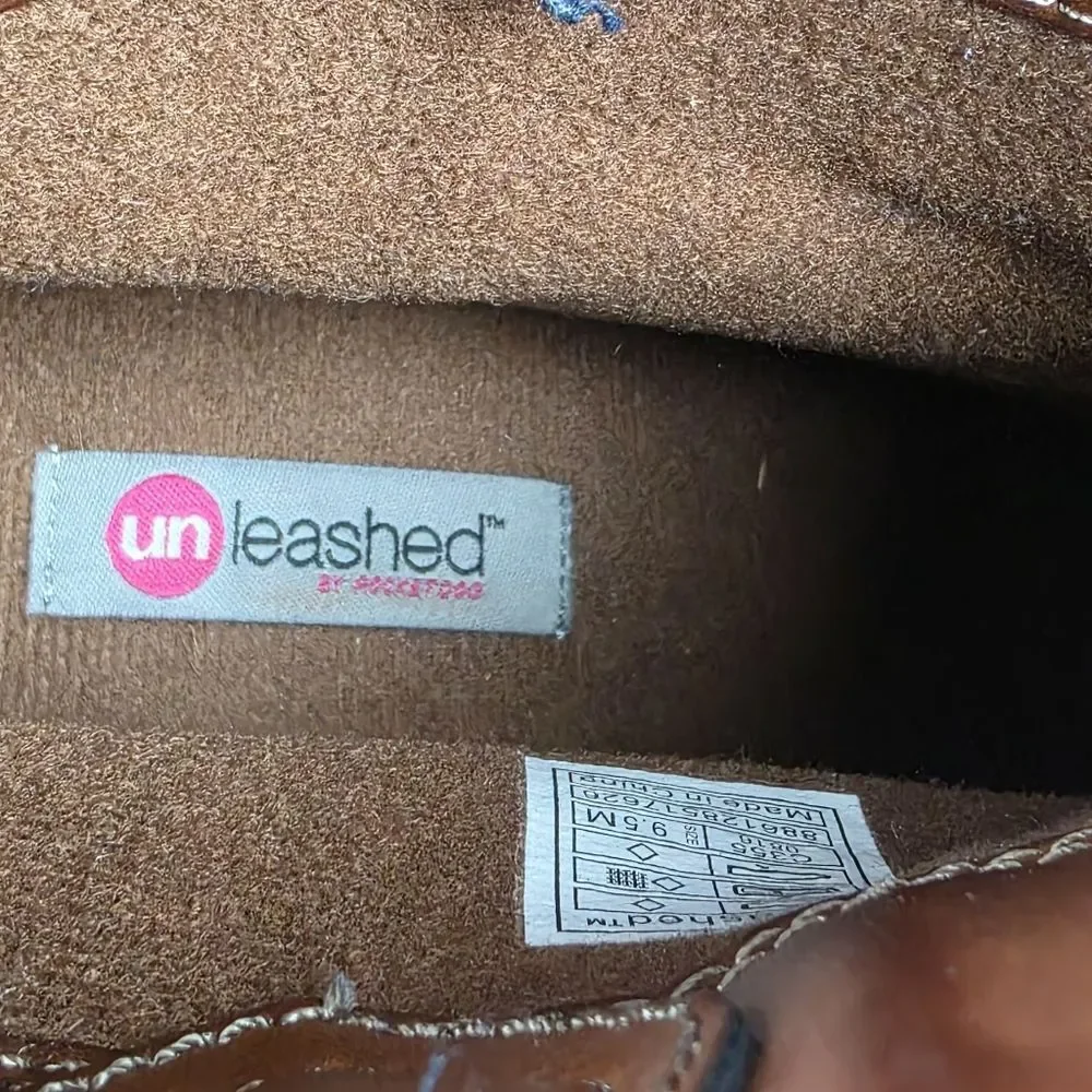 Unleashed Brown Western Ankle Booties Size 9.5